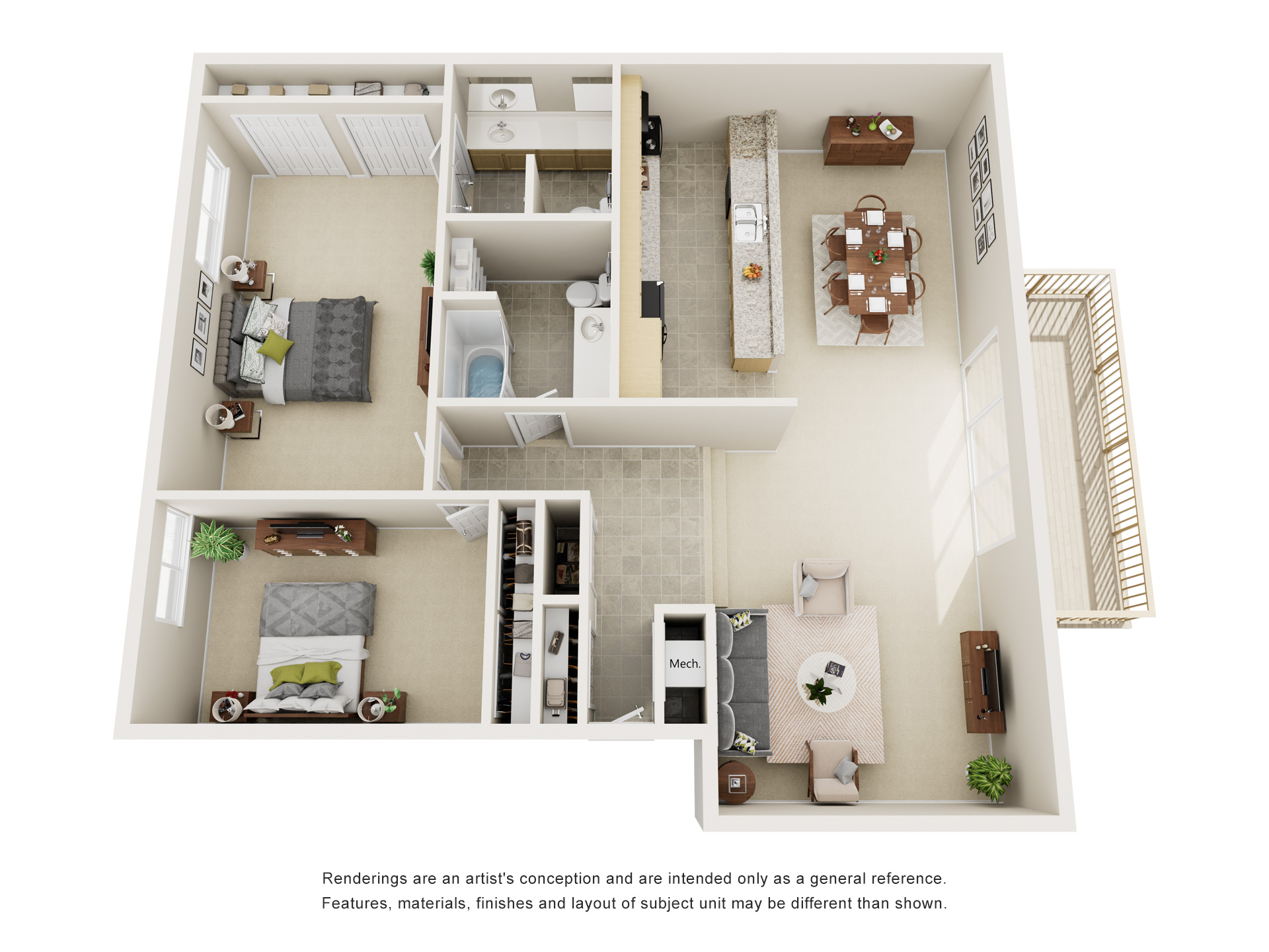 Floorplan Surfside – 2 Bedroom